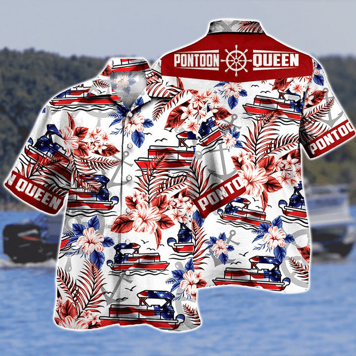 Multicolor Aloha Hibiscus Pontoon Queen Gift Hawaiian Shirt HO1398