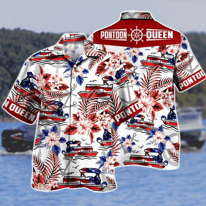 Multicolor Aloha Hibiscus Pontoon Queen Gift Hawaiian Shirt HO1398