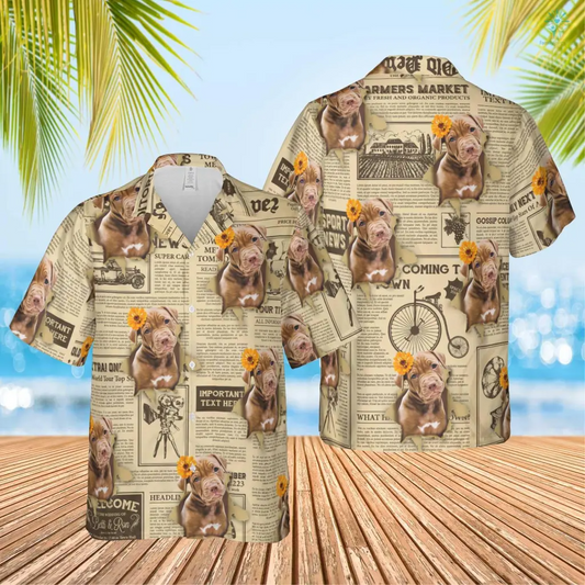 Newspaper With Hole Hawaiian Custom Image Dog Funny Summer Shirt Beach Hawaiian Shirt, Gift for Dog Lover HO4323