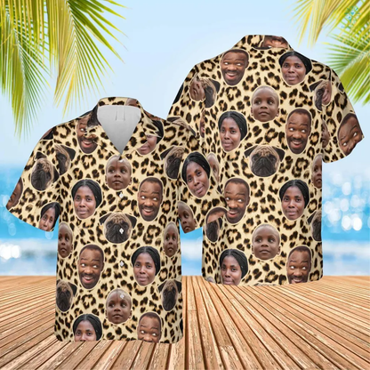 Custom Photo Family Leopard Skin Funny Hawaiian, Idea Shirt for Family in Summer, Custom Image Hawaiian Shirt HO4309