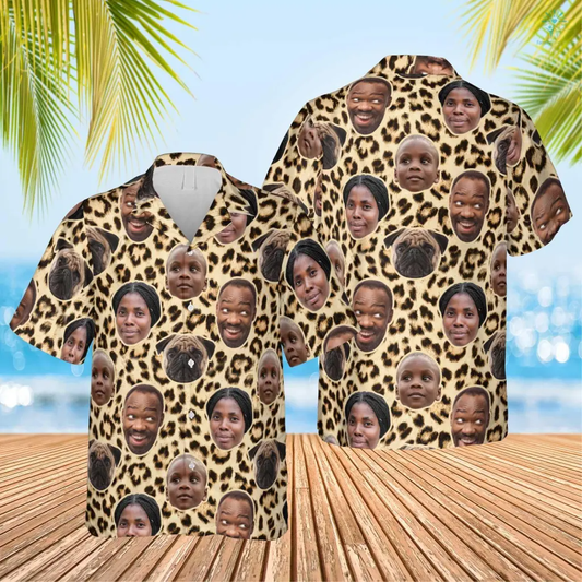 Custom Photo Family Leopard Skin Funny Hawaiian, Idea Shirt for Family in Summer, Custom Image Hawaiian Shirt HO4309