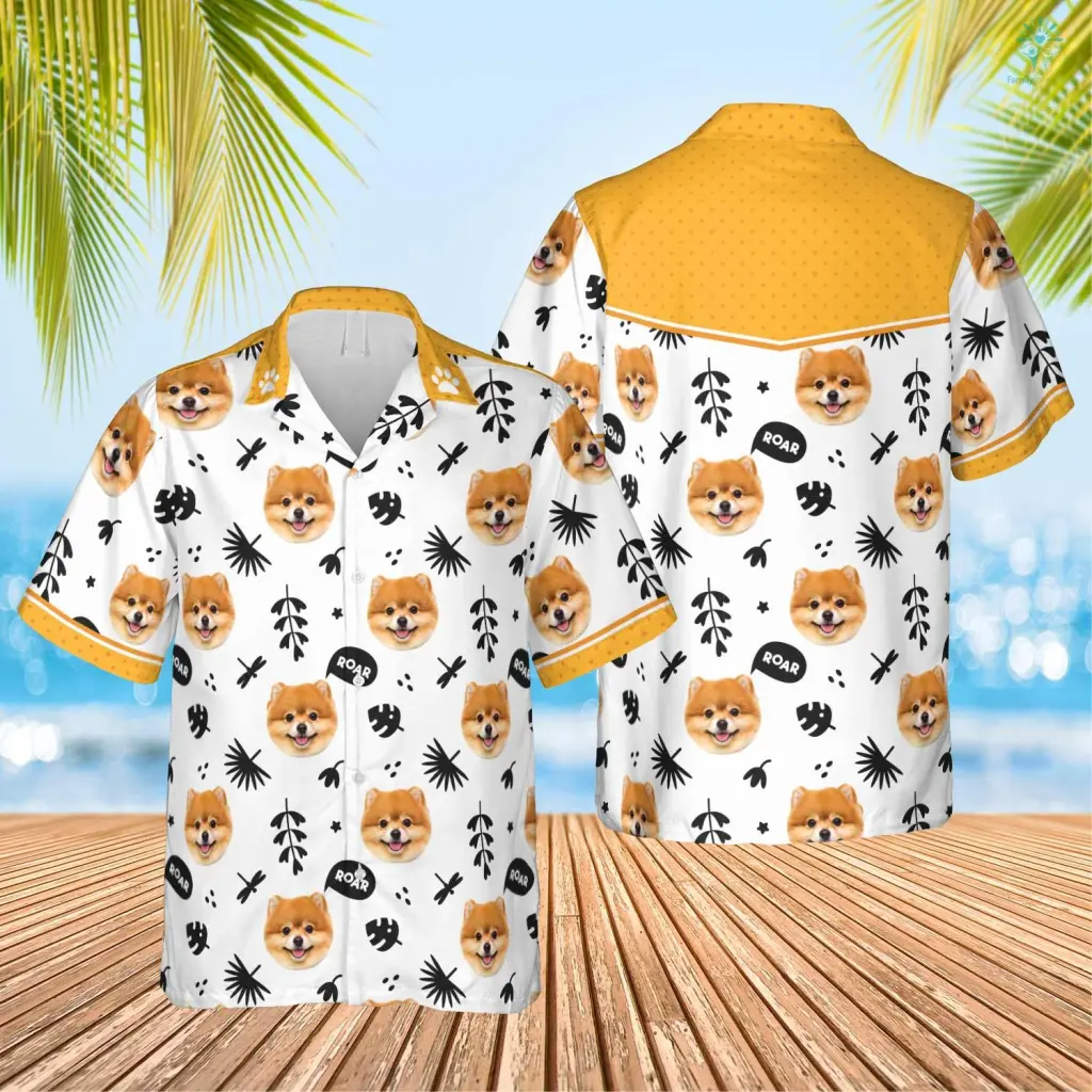 Cute Dog Roar Hawaiian Custom Image Funny Dog Summer Shirt, Hawaii Shirt for Men Women, Shirt for Dog Lover HO4307