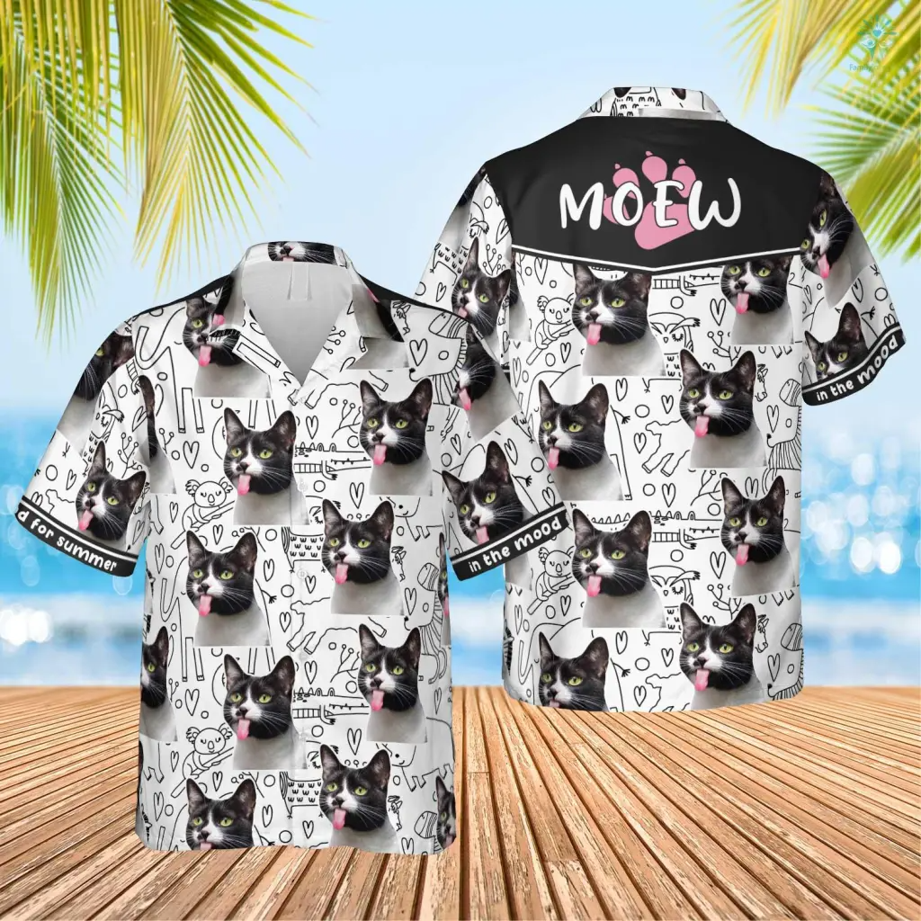 Custom Face Photo Cat Animals Drawing Hawaiian Funny, Hawaiian Shirt for Men Women, Idea Gift Cat Lover HO4305