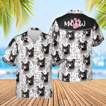 Custom Face Photo Cat Animals Drawing Hawaiian Funny, Hawaiian Shirt for Men Women, Idea Gift Cat Lover HO4305