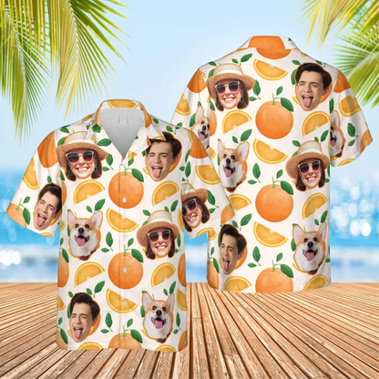 Orange Hawaiian Funny Custom Image Summer Shirt Beach Hawaiian Casual Button Down Short Sleeve Hawaiian Shirt HO4292