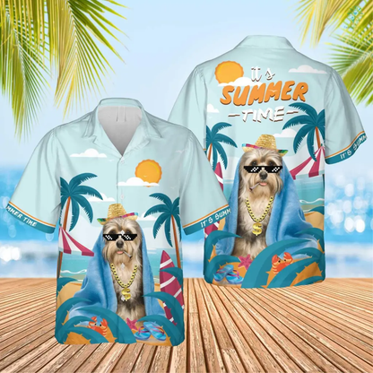 Custom Image Dog Summer Beach Hawaiian Shirt, Rich Dog Its Summer Time Hawaiian, Gift for Men Women Dog Lover HO4315