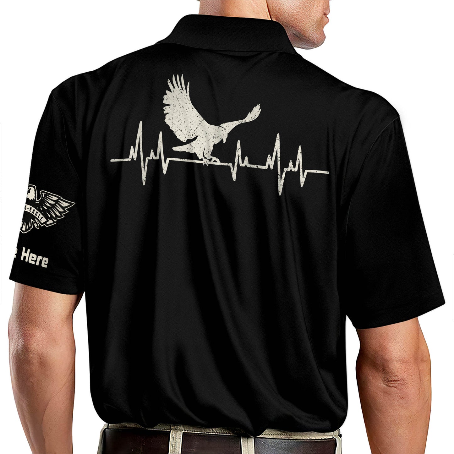 Eagle American Black And White Heartbeat Polo Shirt EG0031