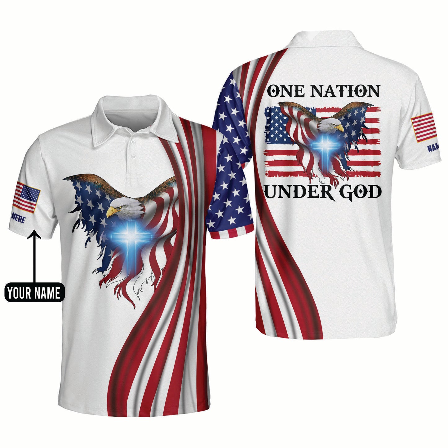 One Nation Under God Eagle Polo Shirt EG0001