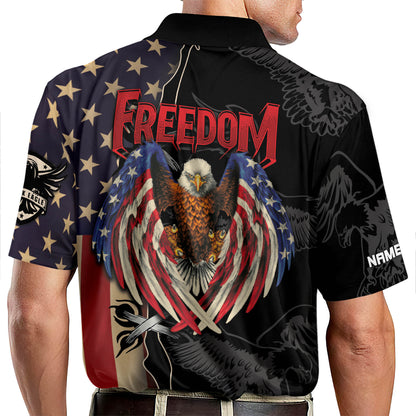 Freedom Eagle Vintage American Flag Polo Shirt EG0025