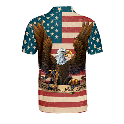Vintage Freedom Isn't Free American Flag With Eagle Polo Shirt EG0030