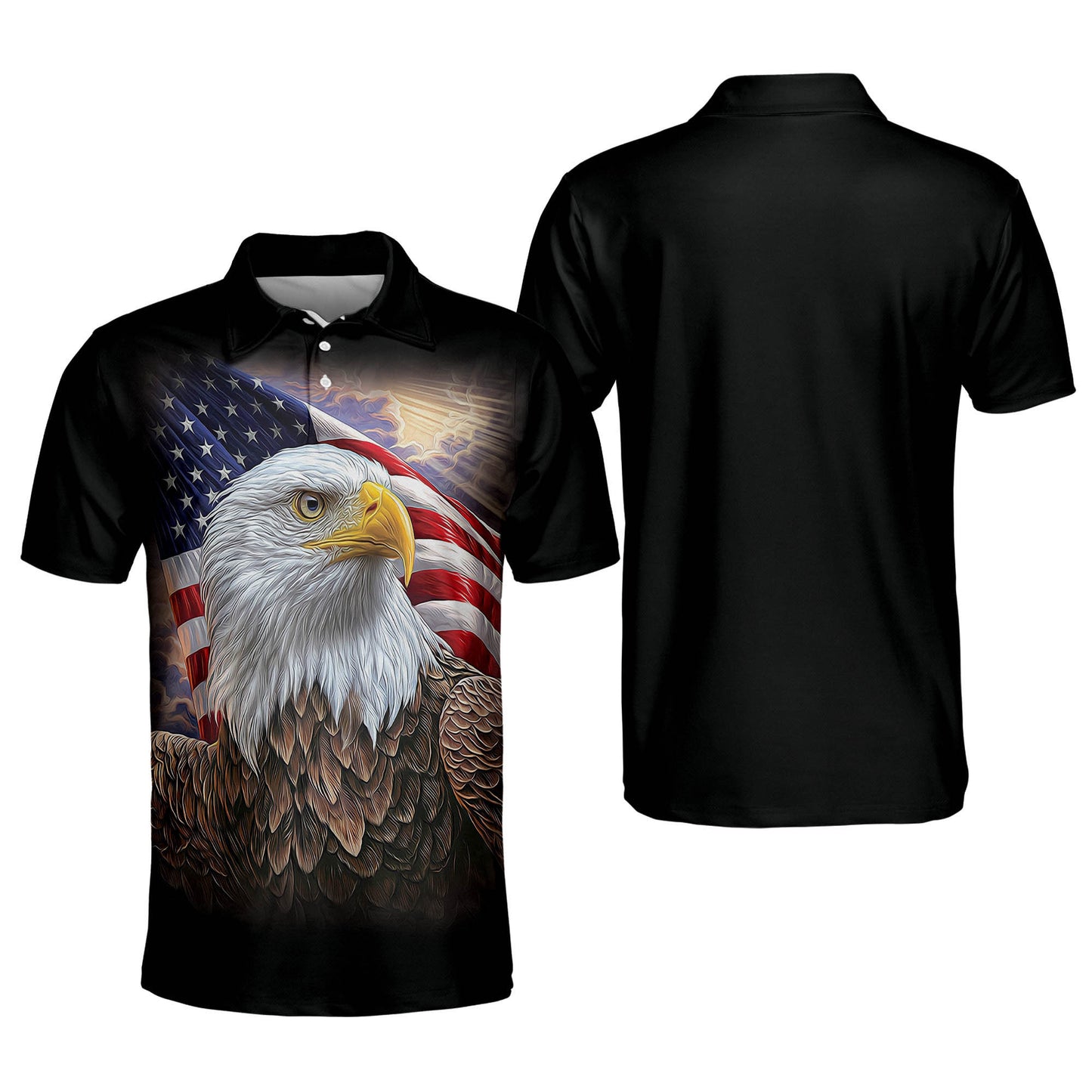 Printed American Flag Design With Eagle Polo Shirt EG0006