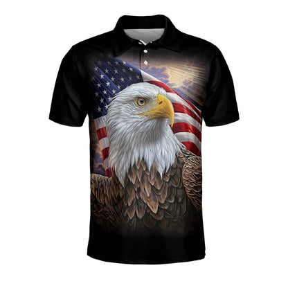 Printed American Flag Design With Eagle Polo Shirt EG0006