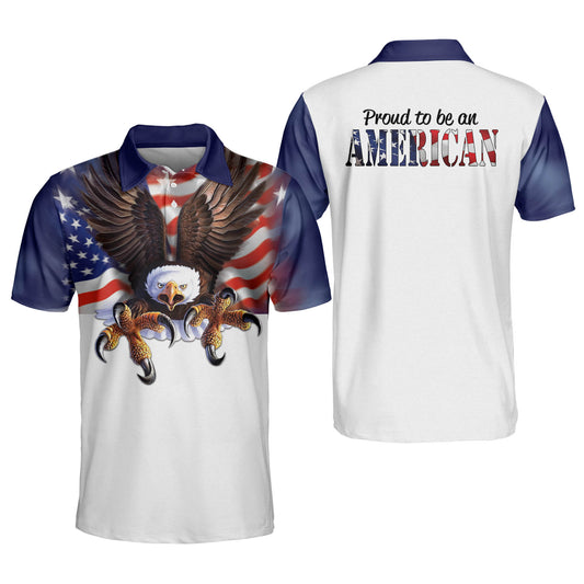 Proud To Be An American US Flag With Eagle Patriotic Polo Shirt EG0008