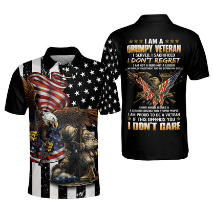I Am Grumpy Veteran American Eagle Polo Shirt EG0014