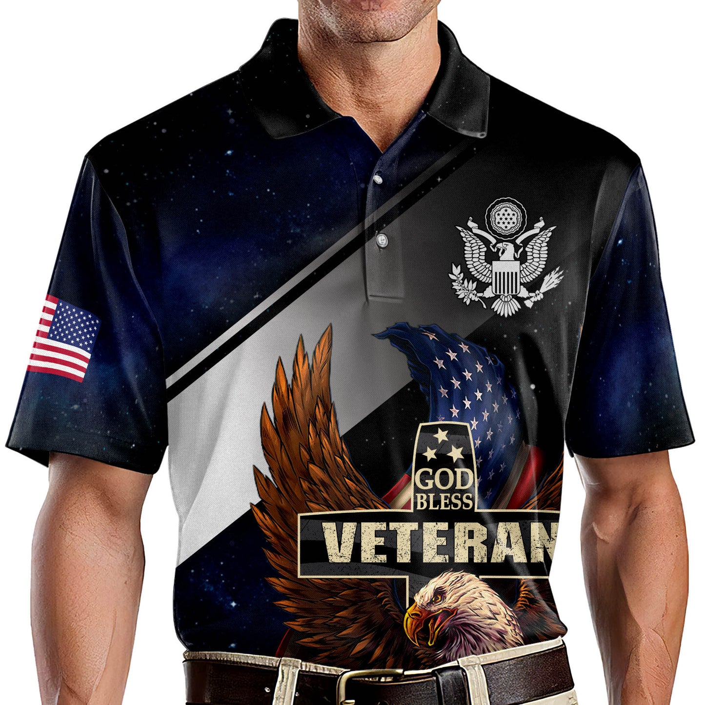 God Bless Veteran Day American Eagle Polo Shirt EG0018
