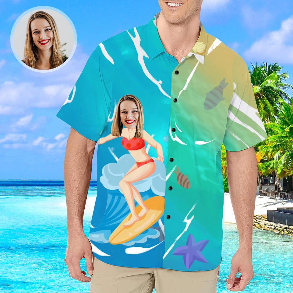 Custom Hawaiian Shirt with Face for Men Personalized Photo Hawaiian Shirts HO4284