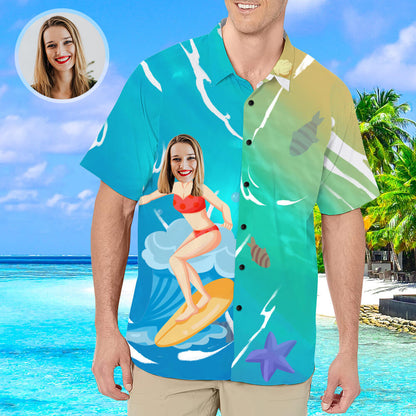 Custom Hawaiian Shirt with Face for Men Personalized Photo Hawaiian Shirts HO4284