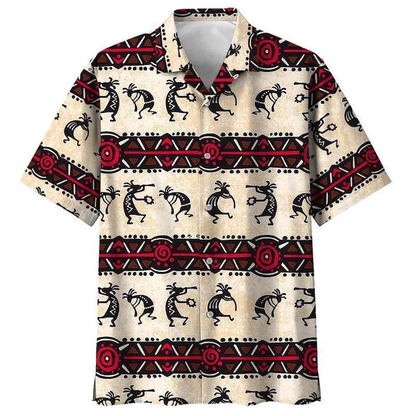 Native American Tribal Design Black And Red Pattern Hawaiian Shirt HO1605