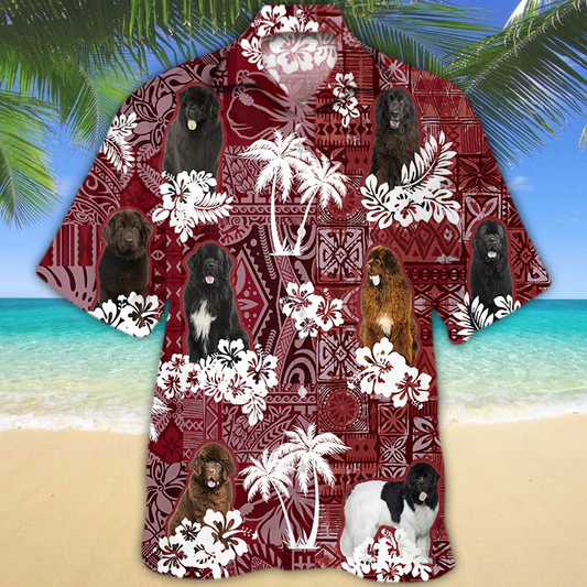 Newfoundland Hawaiian Shirt, Gift for Dog Lover Shirts, Men's Hawaiian shirt, Summer Hawaiian Aloha Shirt HO1213