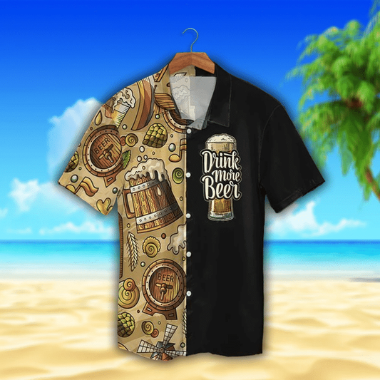 Old Beer Watercolor Design Hawaiian Shirt HO2018