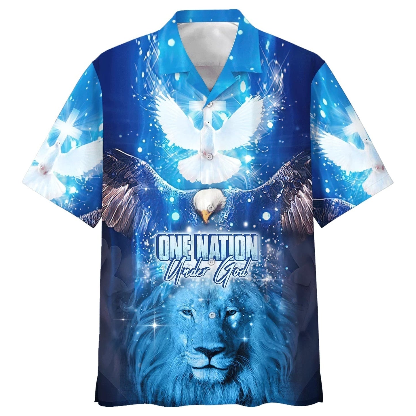 One Nation Under God Lion Hawaiian Shirt - Best Hawaiian Shirts - Christian Hawaiian Shirt HO3366