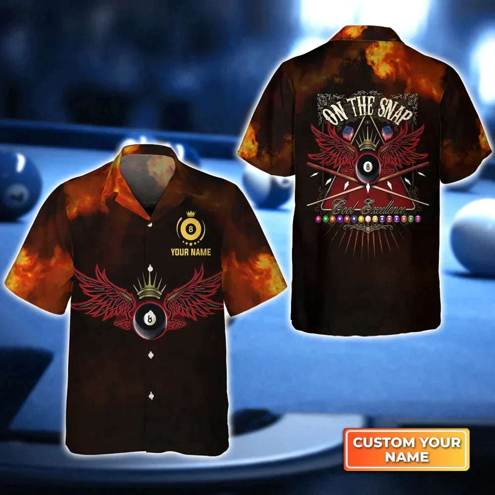 On The Snap Billiard Pool 8 Ball Personalized Name Hawaiian Shirt HO3142