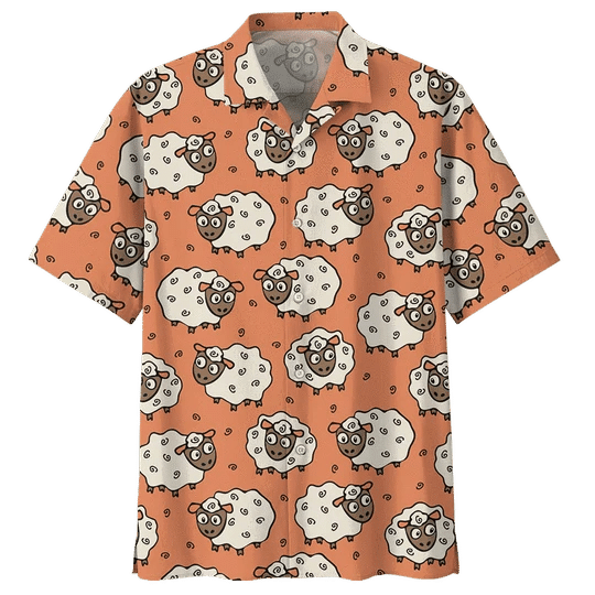 Orange Sheep Illustration Design Hawaiian Shirt HO1810
