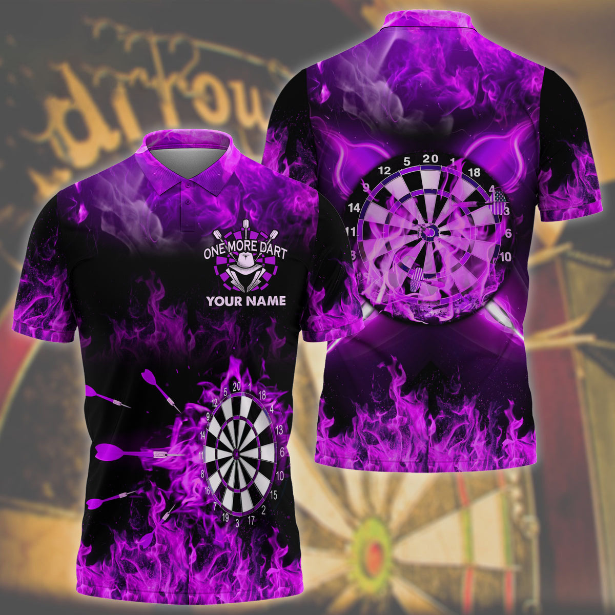 Custom Purple Flame Dart Polo Shirts For Men, Custom Flame Dart Shirts DMO0007