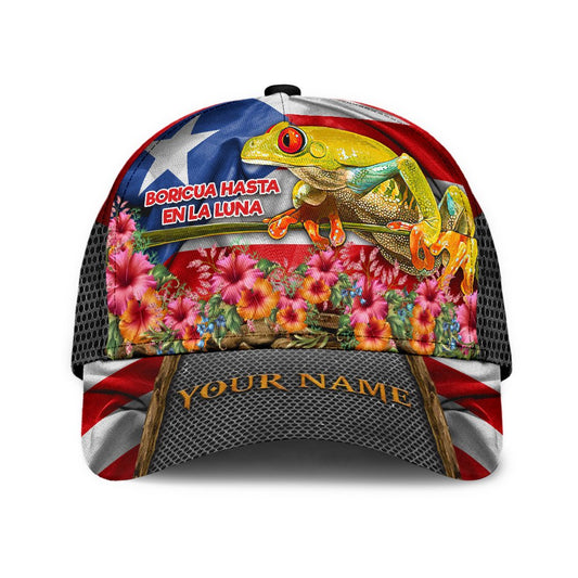 Custom Baseball Puerto Rico Cap Hat, Boricua Hasta En La Luna Cap Hat, Flower Puerto Rican Cap CO0577
