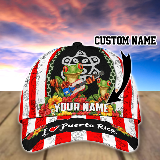 Personalized With Name Funny Puerto Rico Cap Hat, I Love Puerto Rico Cap Hat, Puerto Rico Presents CO0576