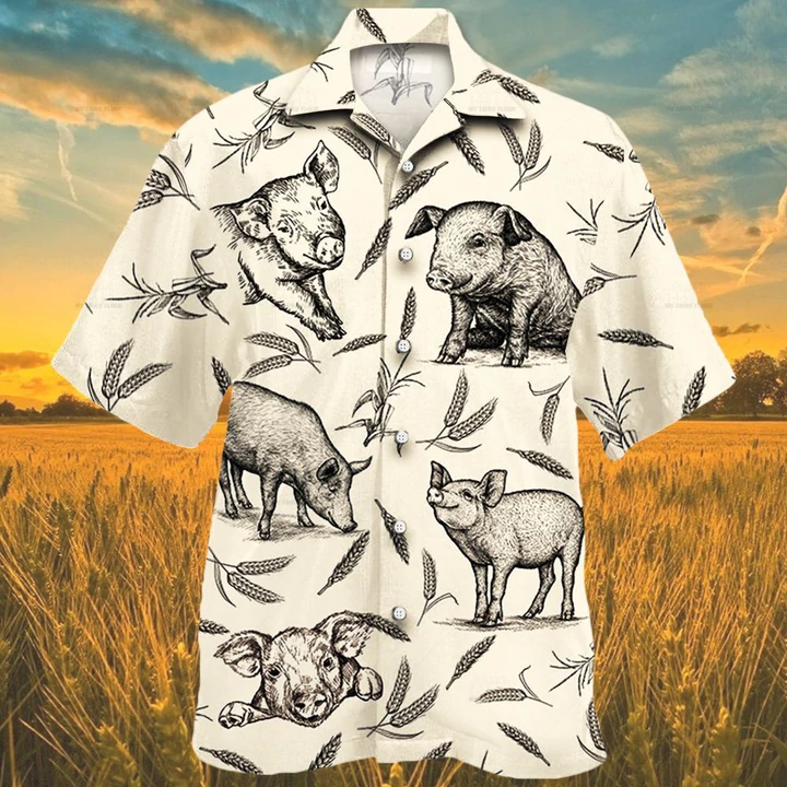 Pig Farm Lovers Hawaiian Shirt, Animal Farm Pig Men Hawaiian Shirts For Men, women HO2495