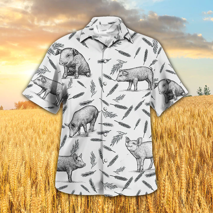 Pig Pattern Hawaiian Shirt, Pig Lovers Summer Shirt, Pig Hawaiian Button Downs Shirt HO2341