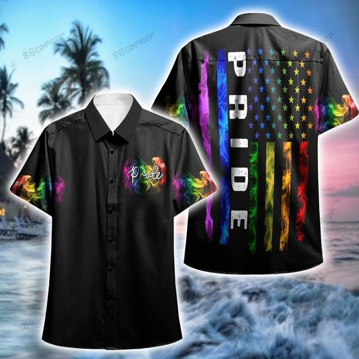 Pride Rainbow Flag Hawaii Shirt, Summer aloha shirt, Gift for summer HO0788