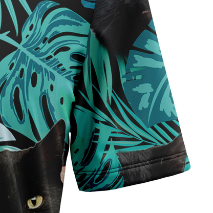 Black Cat Tropical Hawaiian Shirt, Summer Hawaiian Shirts for Men, women Aloha Beach Shirt HO1062