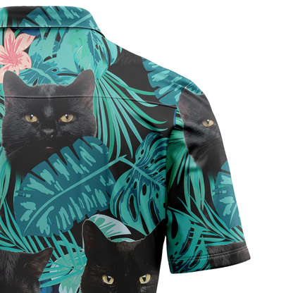 Black Cat Tropical Hawaiian Shirt, Summer Hawaiian Shirts for Men, women Aloha Beach Shirt HO1062
