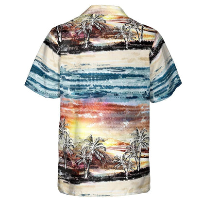 Hawaiian Camp Collar Short Sleeve Button Down Shirt Palms Art, 3D Hawaii Aloha Shirts HO4971