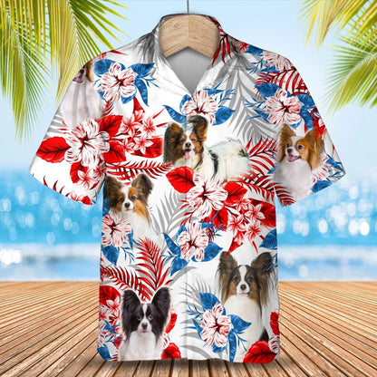 Papillon flower American flag Hawaiian Shirt, Summer aloha shirt, Men Hawaiian shirt, Gift for summer HO0806