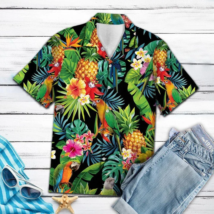 Parrot Bird Species Pineapple Design Hawaiian Shirt HO1860