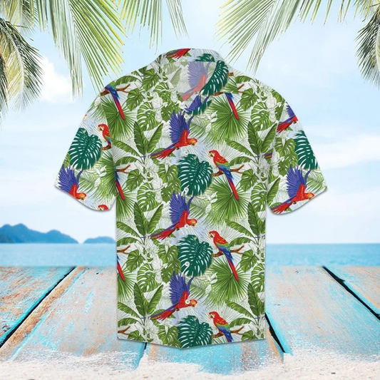 Parrot Perched On Tropical Branches Hawaiian Shirt HO1758