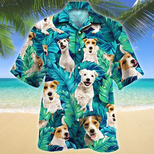 Parson Russell Terrier Dog Lovers Tropical Leaves Pattern Hawaiian Shirt HO2173