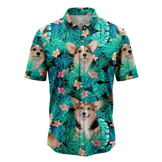 Pembroke Welsh Corgi Tropical Hawaiian Shirt, Summer gift, Hawaiian Shirts for Men, Aloha Beach Shirt HO1037