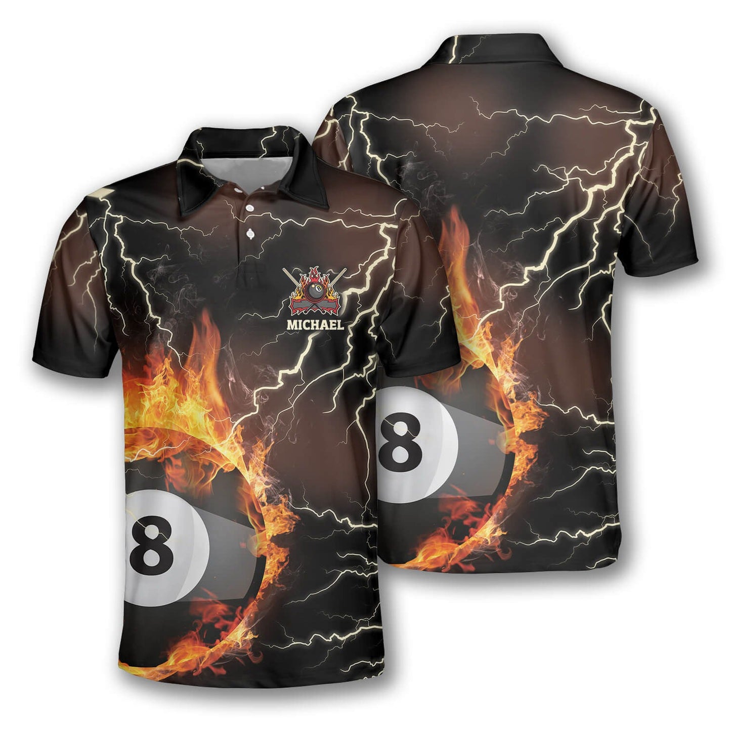 Lasfour 8 Ball On Fire Billiard Personalized Name Unisex Shirt BIA0501