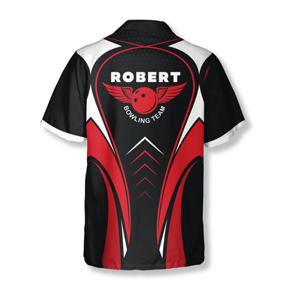 Bowling Pins Red Black Custom Bowling Hawaiian Shirt, Personalized Bowling Hawaiian Shirt, Gift for Bowler HO4074