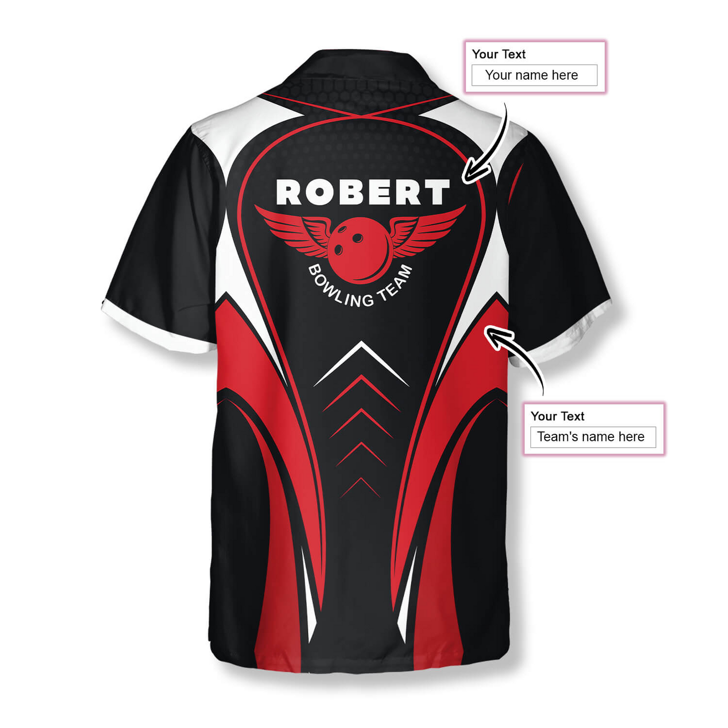 Bowling Pins Red Black Custom Bowling Hawaiian Shirt, Personalized Bowling Hawaiian Shirt, Gift for Bowler HO4074