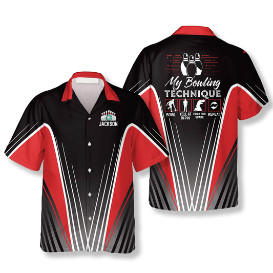 My Bowling Technique Funny Custom Bowling Hawaiian Shirt, Personalized Name Bowling Hawaiian Shirt HO4079
