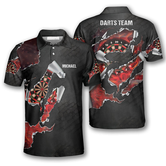 Black Patriots Dragon Scales Custom Darts Polo Shirts, Coolest Dart Player DMO0030