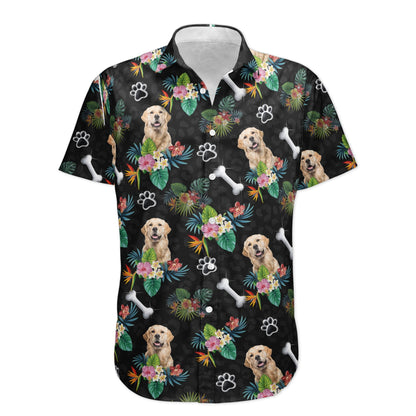 Custom Photo Dog Bone Flower Pattern Hawaiian Shirt, Dog Hawaiian, Gift For Dog Dad, Dog Lover, Dog Owner HO4361