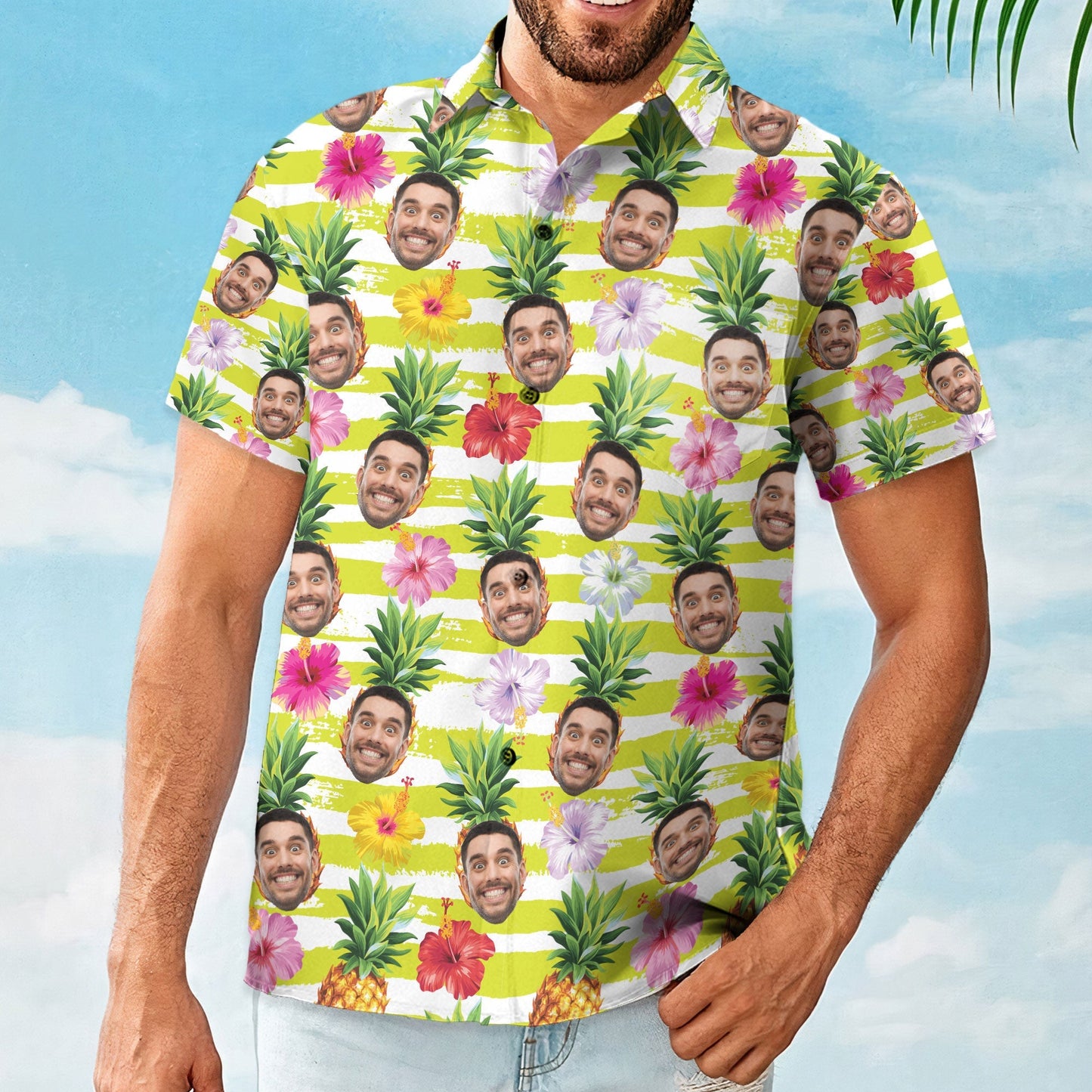 Funny Custom Face With Pineapple - Personalized Hawaiian Shirt HO4209