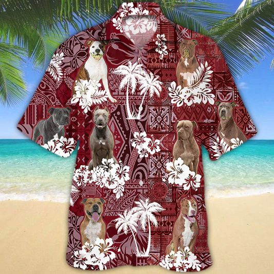 Pitbull Hawaiian Shirt, Gift for Dog Lover Shirts, Men's Hawaiian shirt, Summer Hawaiian Aloha Shirt HO1206