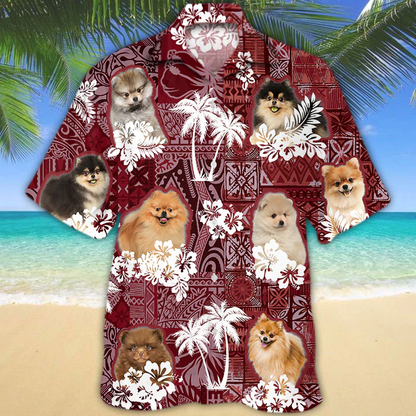 Pomeranian Hawaiian Shirt, Gift for Dog Lover Shirts, Men's Hawaiian shirt, Summer Hawaiian Aloha Shirt HO1205